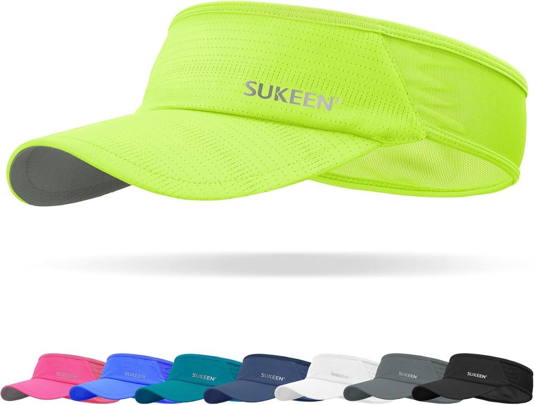 Sukeen Sports Sun Visor Men Women Lightweight Packable Cooling Stretchy Visor Hat for Running, Tennis, Golf (One Size, Yellow)