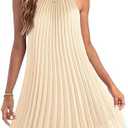 Ellames Women's 2025 Summer Spaghetti Strap Pleated Casual Swing Dress with Belt Size XL