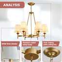 Gold Wagon Wheel Chandelier with White Linen Shade 6-Light Industrial Ceiling Light Fixture 26.8inch Large Farmhouse Hanging Pendant Light for Dining Living Room Kitchen Bedroom Entryway Foyer