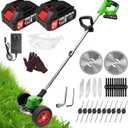 Cordless Weed Wacker Eater Electric Battery Powered, 21V Lightweight Weed Trimmer Edger Lawn Tool with 2Pcs 2000mAh Battery