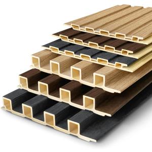 Upick WPC Slat Wall Panels, 6 Pack 6.6 x 6.6 in 3D Wood Wall Panels Fluted Textured for Interior Wall Decor, Sample Pack