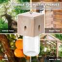 2 PCS Wood Carpenter Bee Trap for Outside - Best Bee Trap - Cube Style Nature Hanging Carpenter Bee Traps Plastic Jar Outdoor - Insect Traps