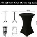 8Pack Cocktail Table Covers 32x43Inch Black Cocktail Tablecloth Fitted Spandex Stretch Hightop Table Cover for Party Bar Pub Wedding Banquet