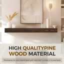 Fireplace Mantel Handmade, 3'' Thick Wall Decor Long Floating Shelf, 48inch Rustic Wood Shelf with Invisible Brackets, Brown, 48x3x8-hollow