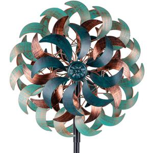 Stargarden Wind Spinners for Yard and Garden,Metal Wind Sculptures & Spinners, 6 Layers Windmill with Sturdy Stakes, Metal Yard Art Decoration