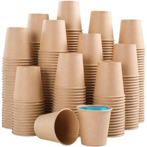 400 Pack 3 oz Kraft Paper Cups, Small Disposable Bathroom Cups, Mini Mouthwash Cups, Hot/Cold Drinking Cups for Bathroom, Parties, Picnics and Travel