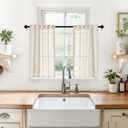 YoungsTex Oatmeal Linen Cafe Curtains 24 Inches Long - Small Half Drapes Semi Sheer with Rod Pocket Back Tab for Bathroom Farmhouse Kitchen Windows Over Sink 2 Panels, 29 X 24 Inch