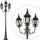 LUTEC LED Outdoor Post Light with Triple-Head, Hardwired Vintage Street Lights for Lawn Patio Yard Pathway Garden Black Light Pole with Clear Glass Panels - Black, 3 Oval Head +Post