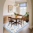 GarveeHome Floral Bow Rugs for Bedroom Girls, 9x12 Area Rugs for Living Room with Soft Low Pile, Non Slip Blue and White Washable Rug 9x12 for Nursery Kids Playroom Dorm Dining Room