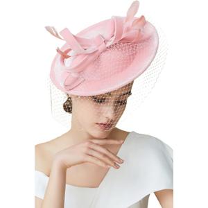 BABEYOND Tea Party Fascinator Kentucky Hat Fascinator Cocktail Pillbox Hat Derby Headband (Pink)