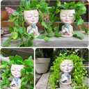 Face Plant Pots Head Planters - Face Flower Pot Head Planter with Cat, Succulent Pots with Drainage Hole, Resin Lady Planter for Indoor Outdoor, Home Decor, Mother's Day/Women Gifts