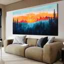 Canvas Wall Art Decor Art Work for Wall Decor Landscape Wall Art for Living Room Blue Foggy Forest Wall Art Mountain Sunrise Wall Art Decor Art Work for Home Ofiice Bedroom Wall Decor 20" x 40"