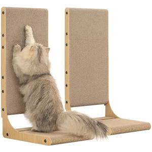 Zakkart 2-Pack Cat Scratching Board, 25.6'' Tall Cardboard L Shape Vertical Cat Scratchers for Indoor Cats, Cat Scratching Post for Wall and Couch, Large