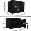 Yuanshikj Safe Box with Key Lock, Steel Security Lock Box, 0.23 Cubic Feet, 9.1" W x 6.7" D x 6.7" H, Small Hidden Safe for Home Office Cash Jewelry Storage (BLACK)