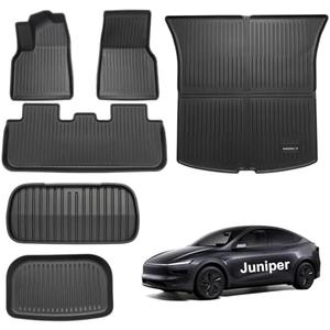 Pedigree 2025-2026 3D TPE All-Weather New Floor Mats for Tesla Model Y Juniper -Custom Fit 6-Piece Set with Trunk Liner Heavy Duty,Odorless Rubber Protection