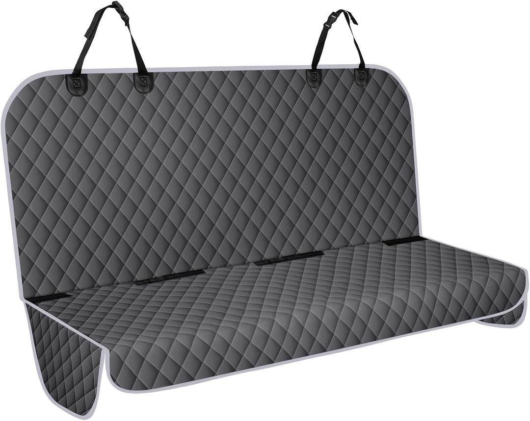 NECKORY Backseat Cover for Dogs, Waterproof and Non-Slip Pet Bench Seat Covers, Car Seat Protector for Back Seat, Universal Size Rear Car Seat Cover Fits Cars, Trucks and SUVs, M-Charcoal Grey&Grey