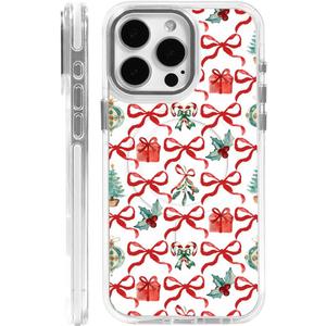 DAIZAG Case for iPhone 15 Pro, [Compatible with MagSafe],Phone Case for Women Girls Magnetic Clear Cover,Christmas Tree Ribbon Bow
