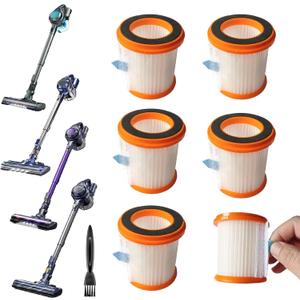 6 Pack HEPA Filter Replacement Compatible with MOOSOO XL-618 pro Upright Vacuum, Filters for Voweek VW-VC08 Cordless Vac. Only for Vac Cyclone as Pic 5 Bottom Left. One Side Hole Filters