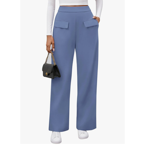 BTFBM Women's Pants 2025 Fall Elastic High Waisted Trousers Stretchy Comfy Lounge Palazzo Pant Wide Leg Sweatpants, Size Large