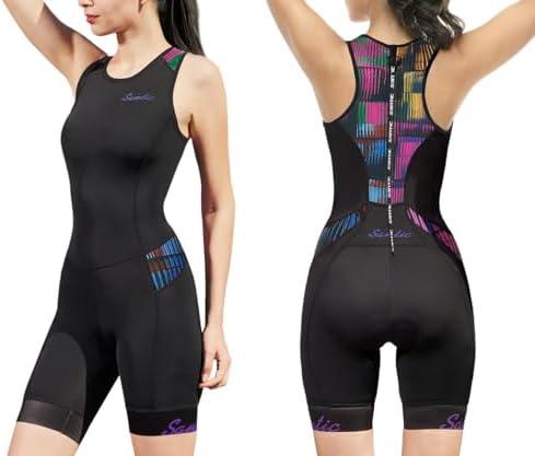 Women's Triathlon Suit One-Piece Sleeveless Tri Suit Padded Quick-Dry Slimming for Running Swimming Cycling Small