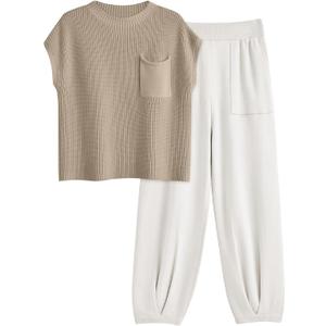 LILLUSORY 2 Piece Knit Sets For Women Trendy Sweatsuit Sets XL