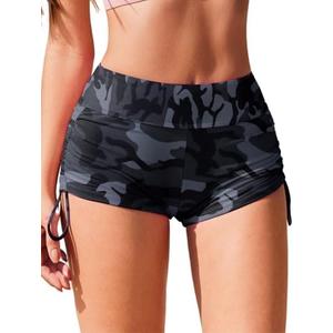 AI'MAGE Womens 3" Swim Board Shorts High Waisted Bathing Suit Bottoms Boy Shorts Adjustable Ruched Side Bikini Shorts Size M