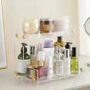 Bathroom Counter Organizer 2-Tier Bathroom Organizer Countertop Cosmetics Organizer Vanity Storage Shelf Rack for Bathroom Bedroom Kitchen (Clear)