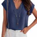 ANRABESS Women Tops Cap Sleeve Dressy Casual V Neck Shirts 2026 Summer Business Work Blouses Outfits Trendy Spring Clothing (L)