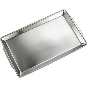 15.8" x 9.5" Large Serving Platters, Stainless Steel Heavy-Duty Large Serving Trays, Silver Rectangular Plates for Food, Fruit, Party, Wedding, Christmas, Chip and Scratch Resistant