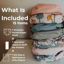 Nora's Nursery Cloth Diapers 7 Pack with 7 Inserts & 1 Wet Bag - Waterproof Cover, Washable, Reusable & One Size Adjustable Pocket Diapers for Newborns and Toddlers - Delilah