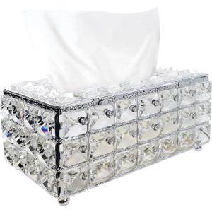 Geesatis Tissue Box Cover, Rectangle Tissue Box Holder, Rectangular Napkin Facial Tissues Holder for Bathroom Toilet Bedroom Living Room Table Desk Office Dresser, 1 Pcs Silver 8''x4.5''x3.5''