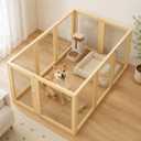 10 Panel Clear Acrylic Pet Playpen Indoor Wooden Puppy Fence