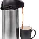 Airpot Coffee Dispenser with Easy Push Button | Stainless Steel | Double-Wall Vacuum Insulated Thermos | Effectively Keeps Beverages Hot or Cold