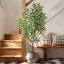Small Artificial Olive Tree Faux Trees Indoor Outdoor Realistic Floor Plant Fake Plants for House Modern Home Living Room Master Bedroom Office Front Porch Decor Outside Patio para decoracion (4ft)