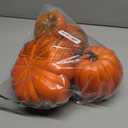 Winlyn 4 Pcs Rustic Elegant Harvest Orange Artificial Pumpkins, 5" Round, Realistic Foam Pumpkins for Fall Autumn Decor, Office Home Office, Halloween Thanksgiving Table Centerpiece (Orange and Black)