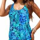 Yonique Womens Blouson Tankini Top No Bottom Loose Fit Swim Top Modest Tank Top (S)