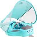 Mambobaby Baby Pool Float with Removable Sun Canopy - Non Inflatable Infant Swim Float with Anti-Flip Tail Design, Waterproof & Skin-Friendly Baby Float for Swimming (3-24 Months)