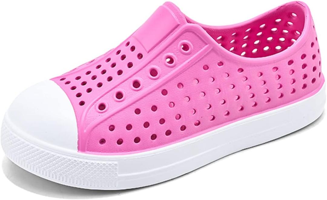 QLZ Toddler Kids Water Shoes for Boys Girls Garden Sandals Rubber Shoes Beach Sneakers, Slip-on Anti-Slip Lightweight Breathable Quick Dry Soft Flexible（Toddler/Little Kid/Big Kid) 25 Pink