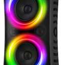 Large Party Bluetooth Speaker, 260W Peak Powerful Loud Sound with Deep Bass, 15Hr Playtime, Fast Charge, RGB Cool Light Show, TWS, Portable for Outdoor Beach, Camping, Backyard, Work, Home (Black)