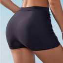 SHENHE Women's High Waisted Swim Shorts Tummy Control Ruched Boyshorts Bathing Suit Bottoms (Black, XL)