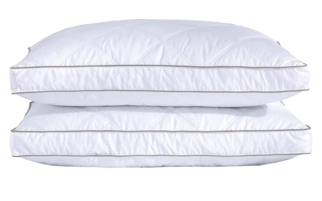 puredown® Goose Feathers and Down Pillow for Sleeping Hotel Collection Bed Pillows, Gusseted, Queen, Set of 2