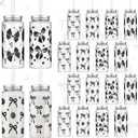 24 Pcs Coquette Bow Aesthetic Cup Pink Bow Plastic Tumbler with Lids and Straws Reusable Cute Plastic Cups for Women Birthday Bridal Shower Wedding Party Supplies(Black,13.5oz)