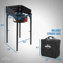 Hike Crew Cast Iron 1-Burner Outdoor Gas Stove | 75,000 BTU Portable Propane-Powered Cooktop w/Blue Flame Control, Removable Legs, Temperature Setting Knobs | Wind Panel, Hose Regulator & Storage Bag