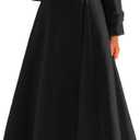 IDEALSANXUN Womens Long Wool Coat Fall Winter Double Breasted Trench Coat Peacoat Jackets (Small, Black)
