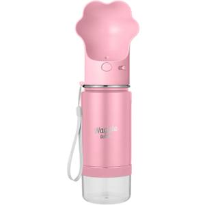 Stainless Steel Dog Travel Water Bottle, Vacuum Insulated Portable Dog Water Dispenser, Drink Cup and Snack Container On The Go, Outdoor Walking, Hiking, Travel (Pink)
