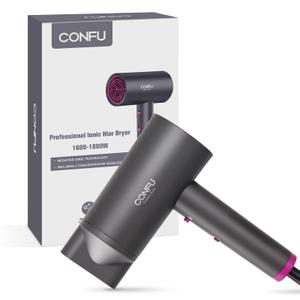 CONFU Hair Dryer Ion Hair Dryer 1800 Watt DC Hair Dryer Small and Lightweight with Styling Nozzle 2 Speed Hot and Cool Air for Home and Travel