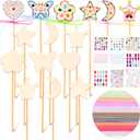 Chinco Princess Fairy Wands Kit Include Wooden Fairy Wands, Gem Stickers, Ribbons Unfinished Wooden DIY Magical Crafts Moon Butterfly Magical Crafts for Girls Make Your Own Princess(18 Sets)