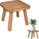 Solid Wooden Stool 9.3''H Wooden Plants Stand Wooden Decorative Stool Small Wood Stand for Bathroom Bedroom Livingroom Kitchen Bathroom
