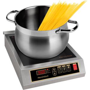 Portable Induction Cooktop 208-240V 3500W Dual IGBT Modules Commercial hot plate and electric stove top burner with LCD sensor push-buttonBlack