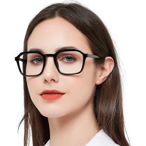 Large Reading Glasses Women Trendy Thick Square Readers 1.0 1.25 1.5 1.75 2.0 to 4.0 5.0 6.0 Spring Hinge (Slim Rim-black)